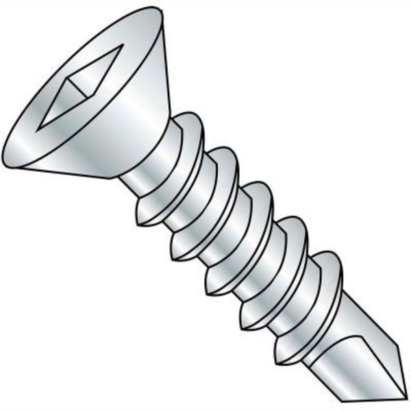 Kanebridge Self-Drilling Screw, #10 x 1 in, Zinc Plated Flat Head Square Drive 1016KQF